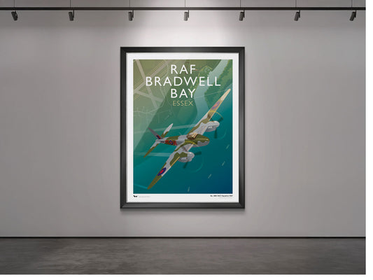 Framed art print of RAF Bradwell Bay in Essex, starring a De Havilland Mosquito of No. 488 (New Zealand) Squadron RAF.