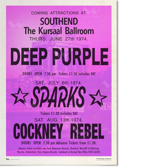 Kursaal Ballroom Poster: Deep Purple, Sparks, and Cockney Rebel