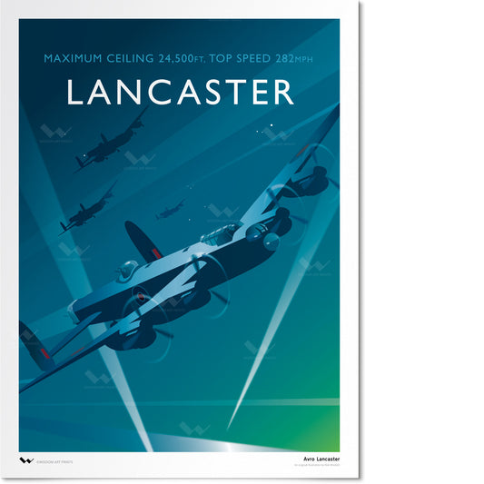 Illustration of the Avro Lancaster bomber in Second World War-era Royal Air Force (RAF) markings