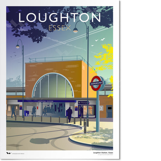 Original art print of Loughton, Essex, depicting Loughton Station on the London Underground's Central Line.