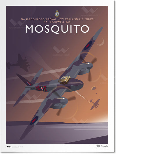 Illustration of a De Havilland Mosquito NF Mk. XII, in the colours of No. 488 Squadron RNZAF