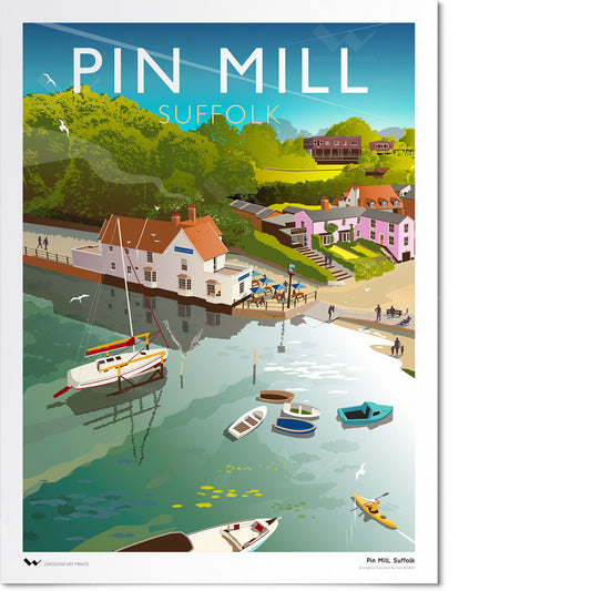 Original art print depicting Pin Mill in Suffolk.