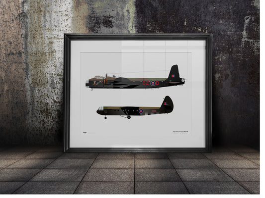 Framed art print of a Horsa glider and the Stirling Mk. IV bomber.