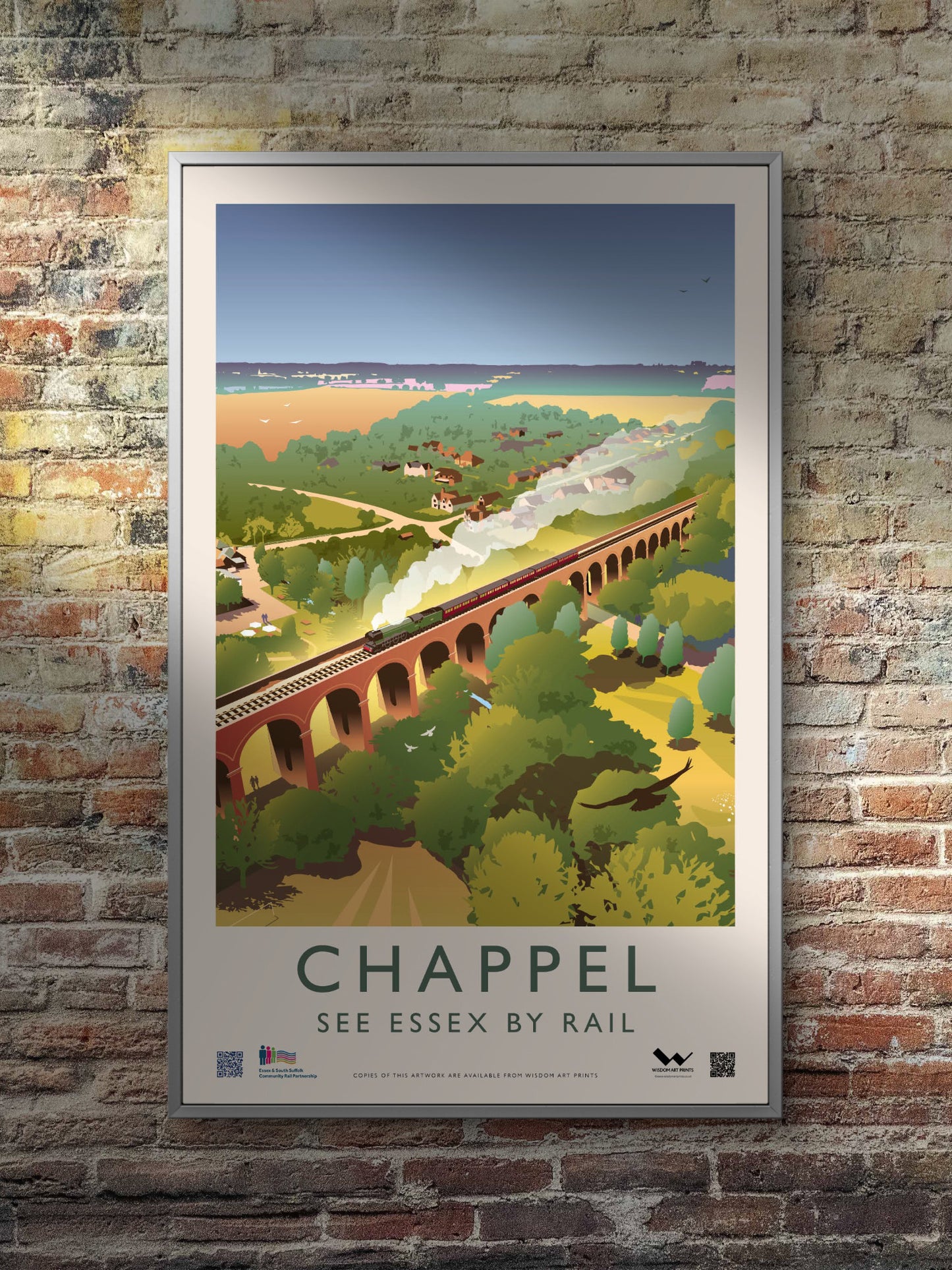 Authentic weatherproof platform poster of Chappel Viaduct, Essex.