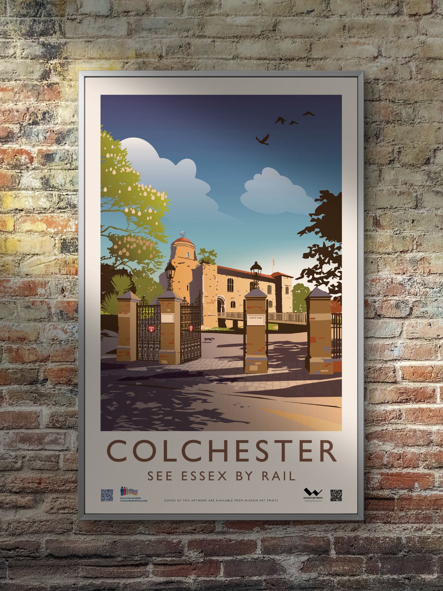 Authentic weatherproof platform poster of Colchester Castle in Castle Park, Colchester, Essex.