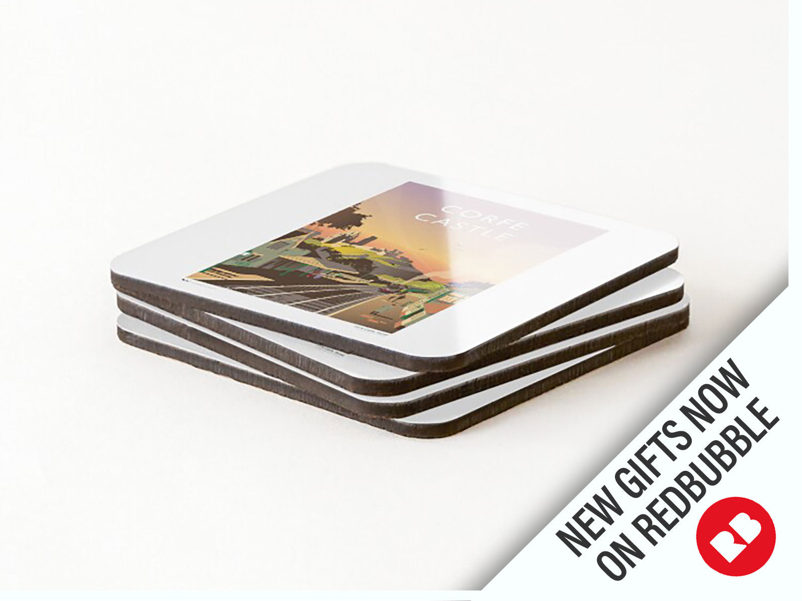 Corfe Castle Coasters for Drinks, Glasses, Mugs