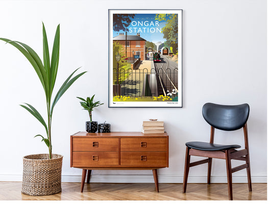 Original illustration of Ongar Station, on the Epping Ongar Railway in Essex