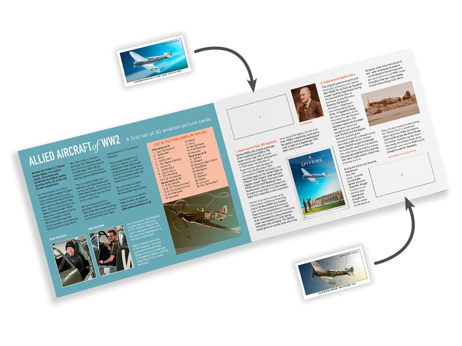 Interior of the book, showing the graphic layout and spaces to insert collectible cards.