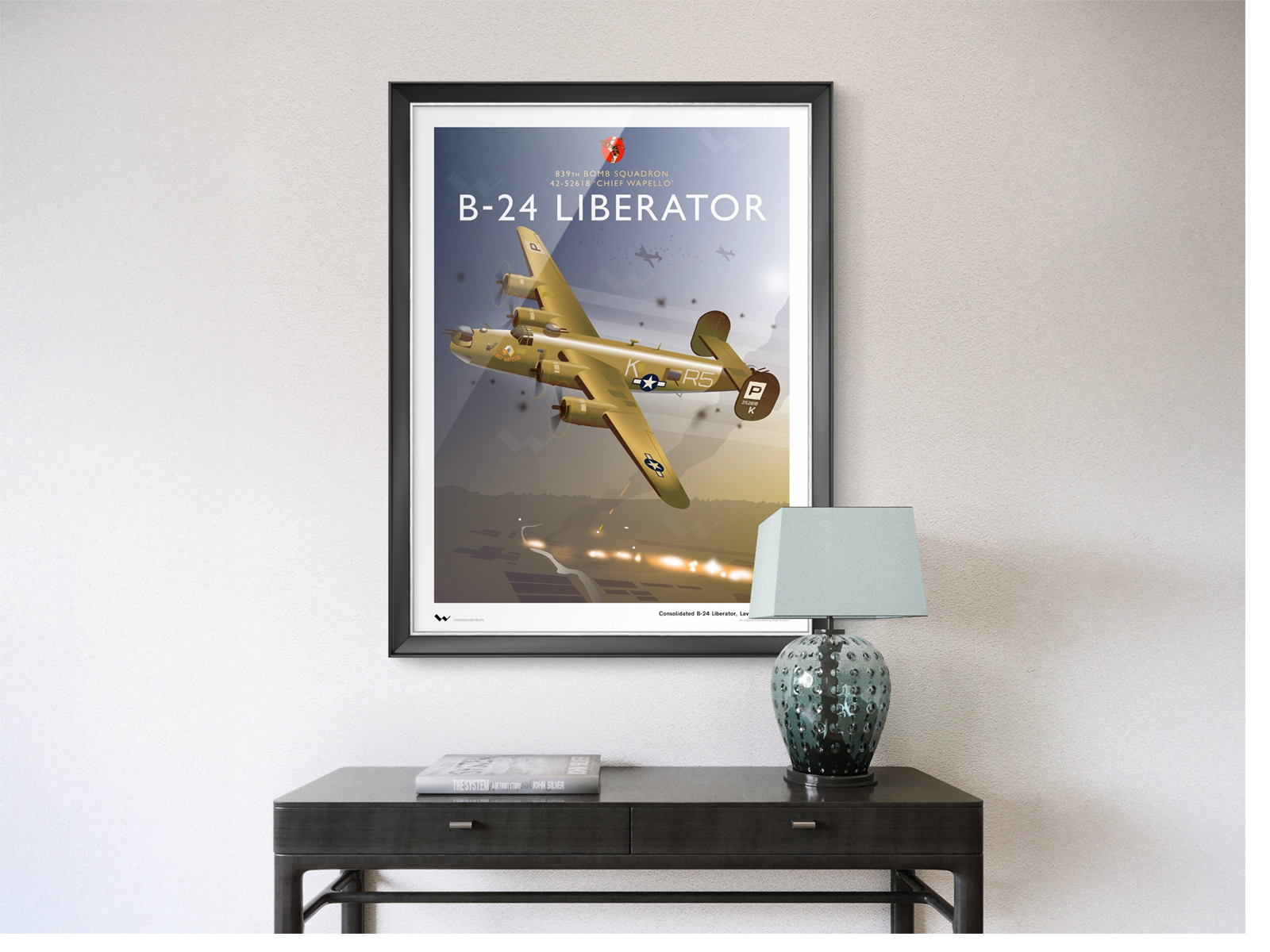 B-24 Liberator art print on wall