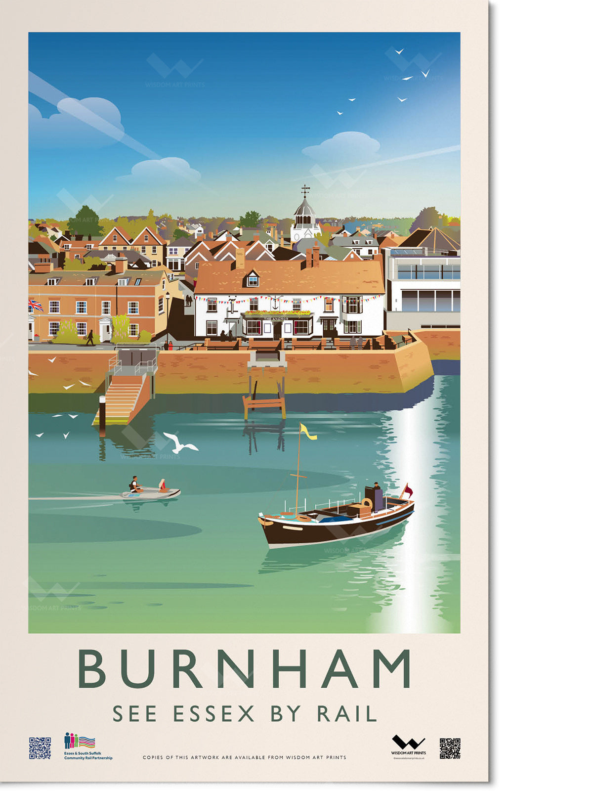 Double royal platform poster of Burnham-on-Crouch's waterfront on the River Crouch, Essex.