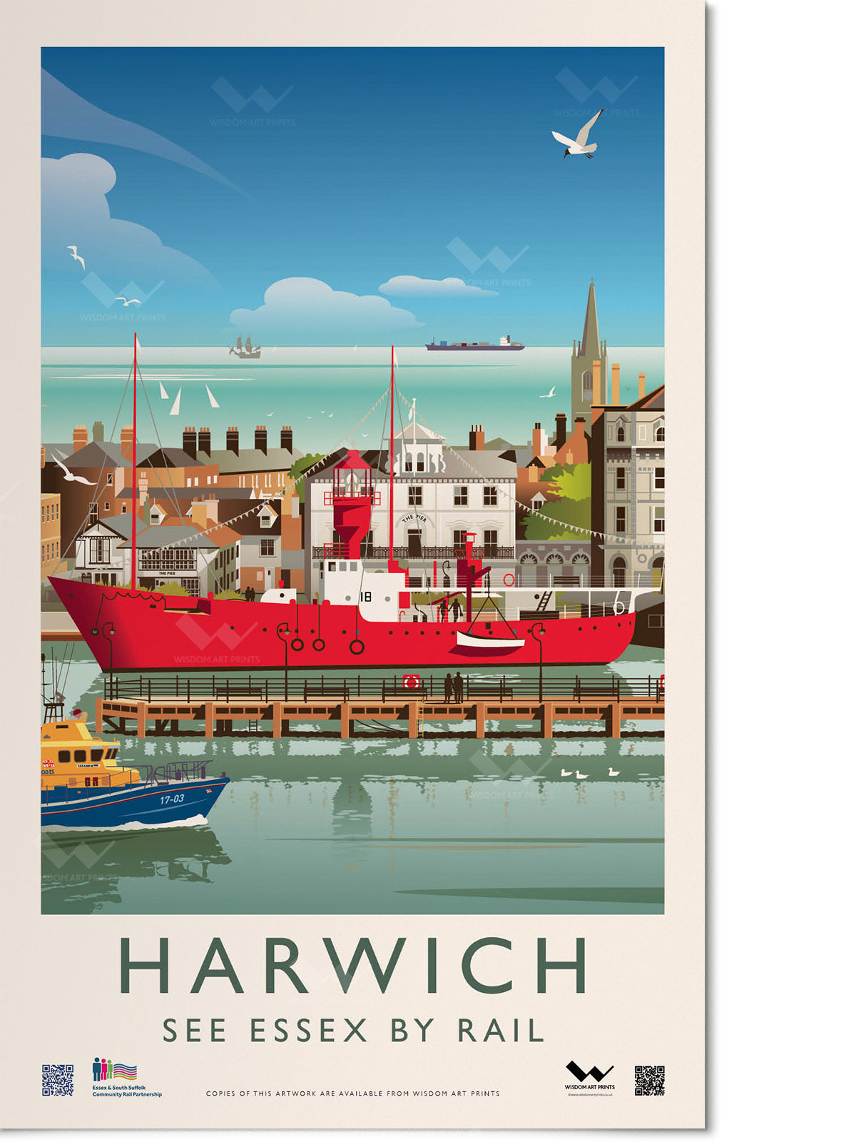 Double royal platform poster of the quay at Harwich, Essex.