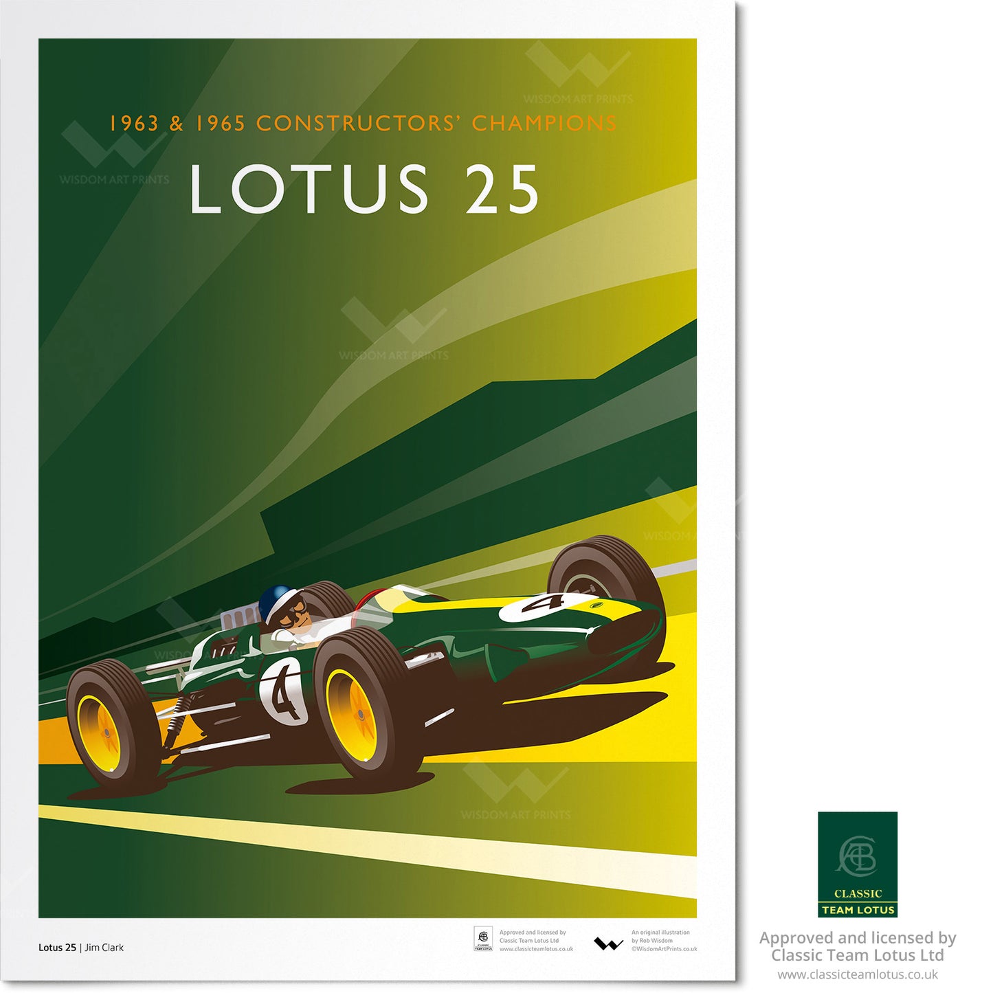 Illustration of the Lotus 25, as driven by Jim Clark