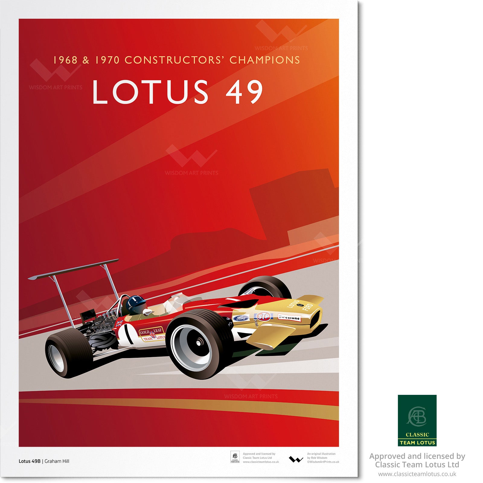 Illustration of the Lotus 49B, as driven by Graham Hill