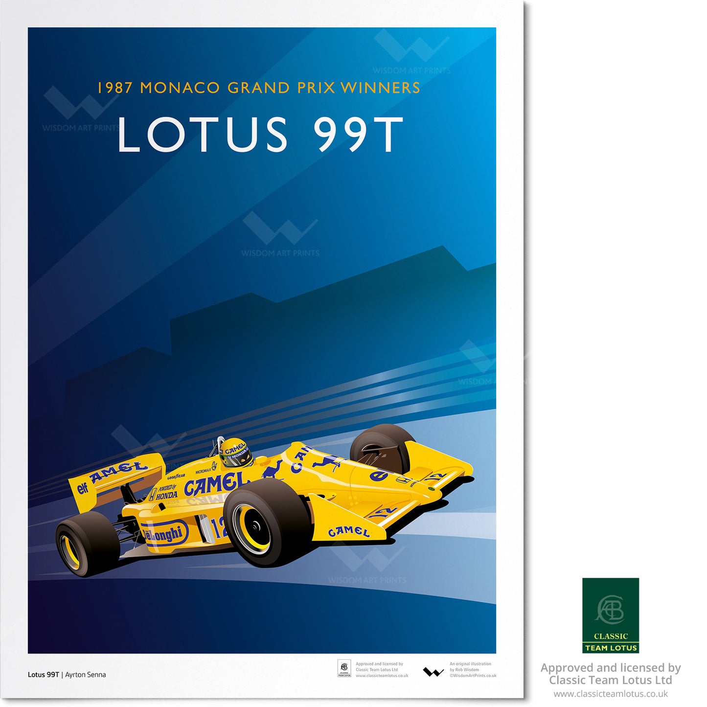 Illustration of the Lotus 99T, as driven by Ayrton Senna