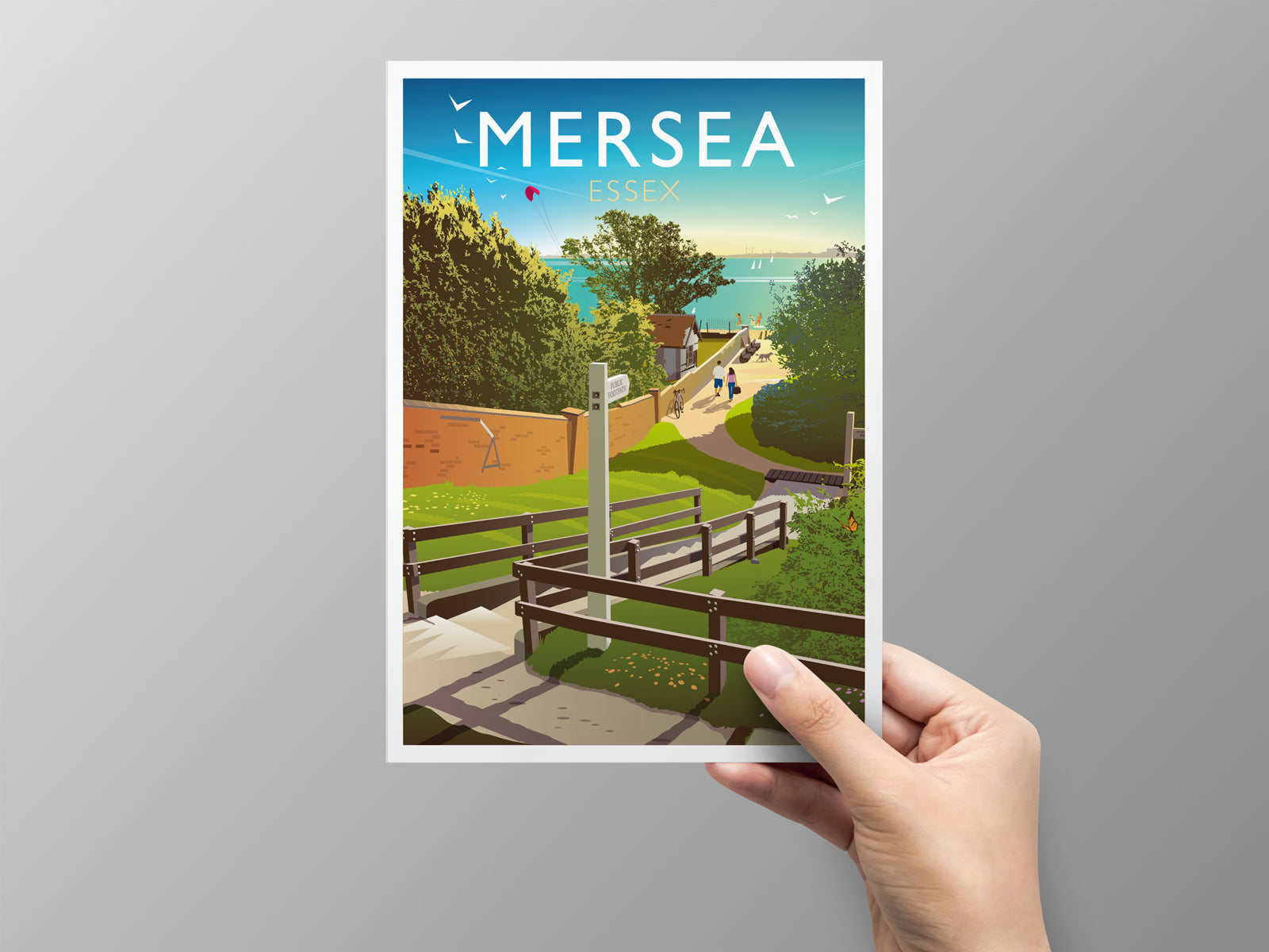 Monkey Beach, Mersea, Essex greeting card in A5.