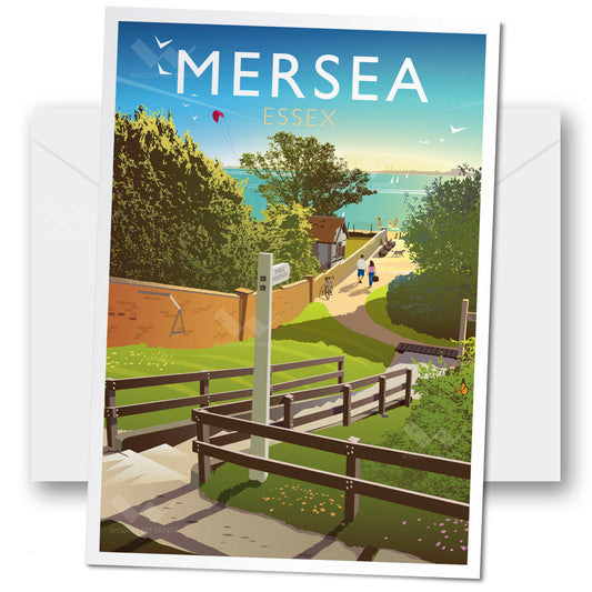 Original Mersea Island greeting card, displaying a view of Monkey Beach.