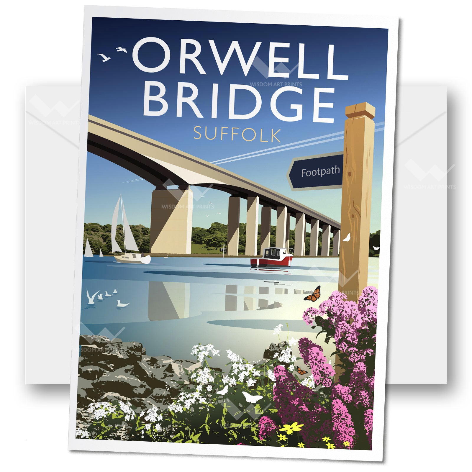 Greeting card of Orwell Bridge, Suffolk.