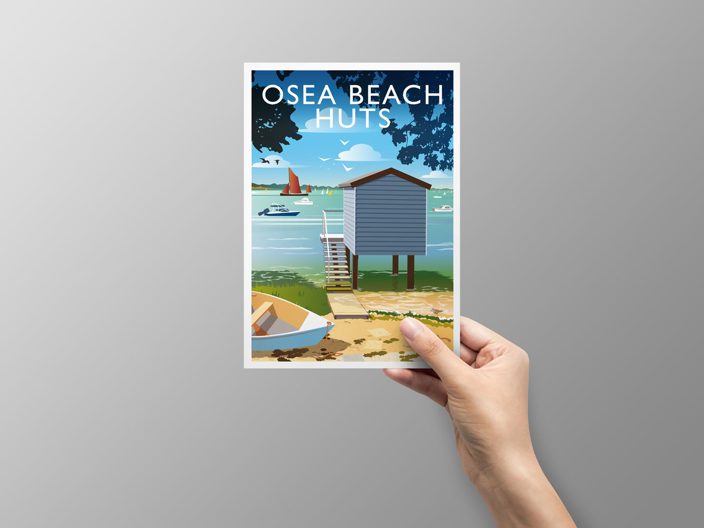 Osea Beach Huts Greeting Card