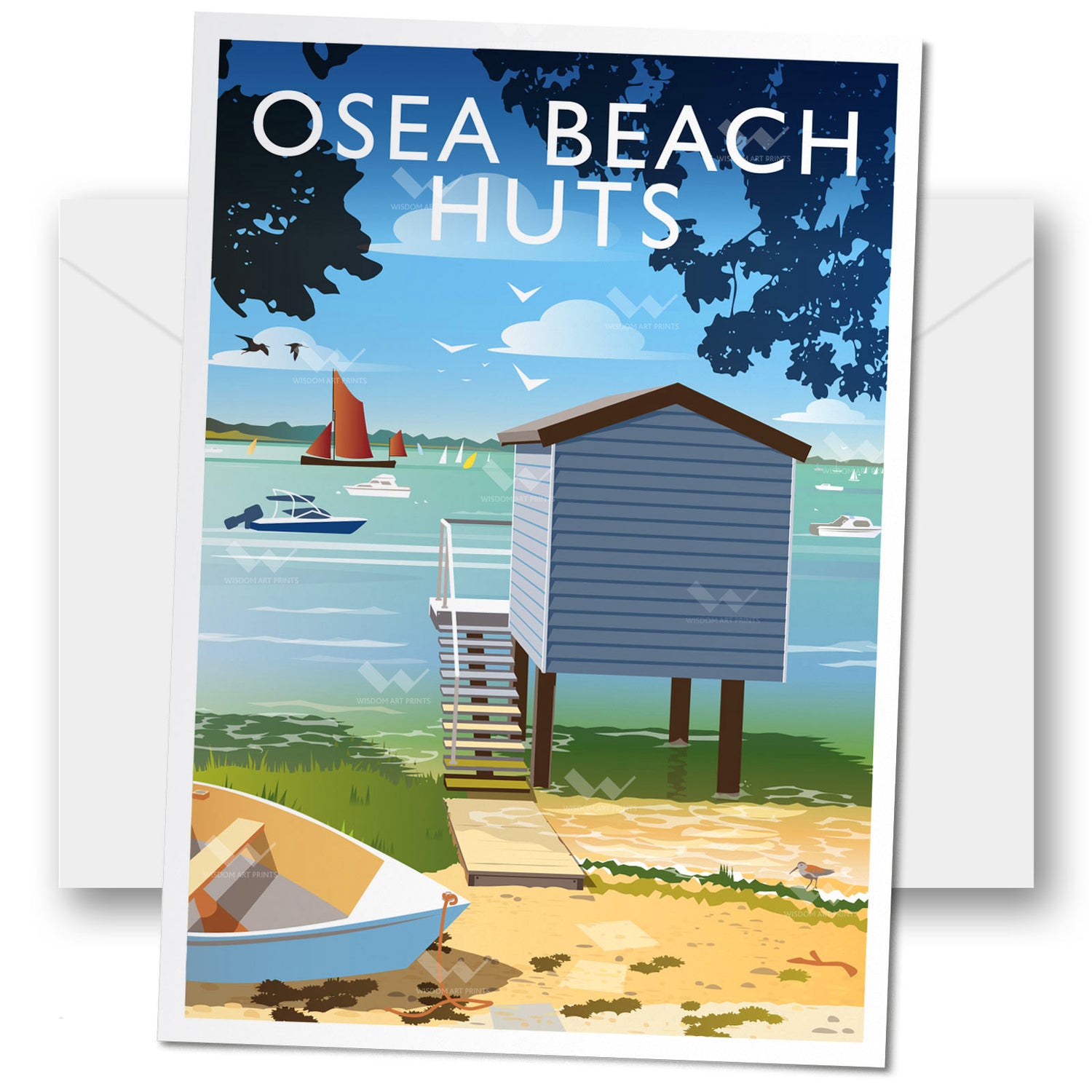 Osea Beach Huts, Essex Greeting Card