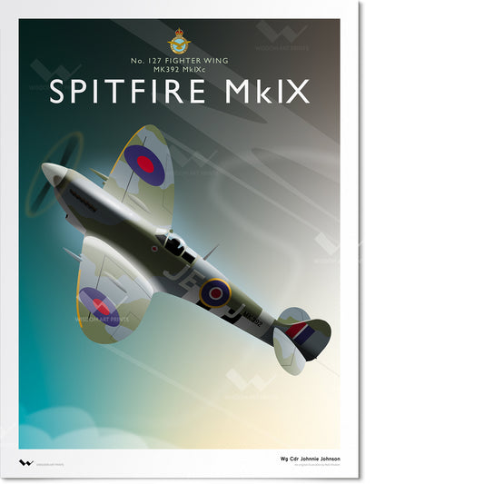 Royal Air Force (RAF) Supermarine Spitfire illustration, depicting the personal fighter aircraft of fighter ace Johnnie Johnson.