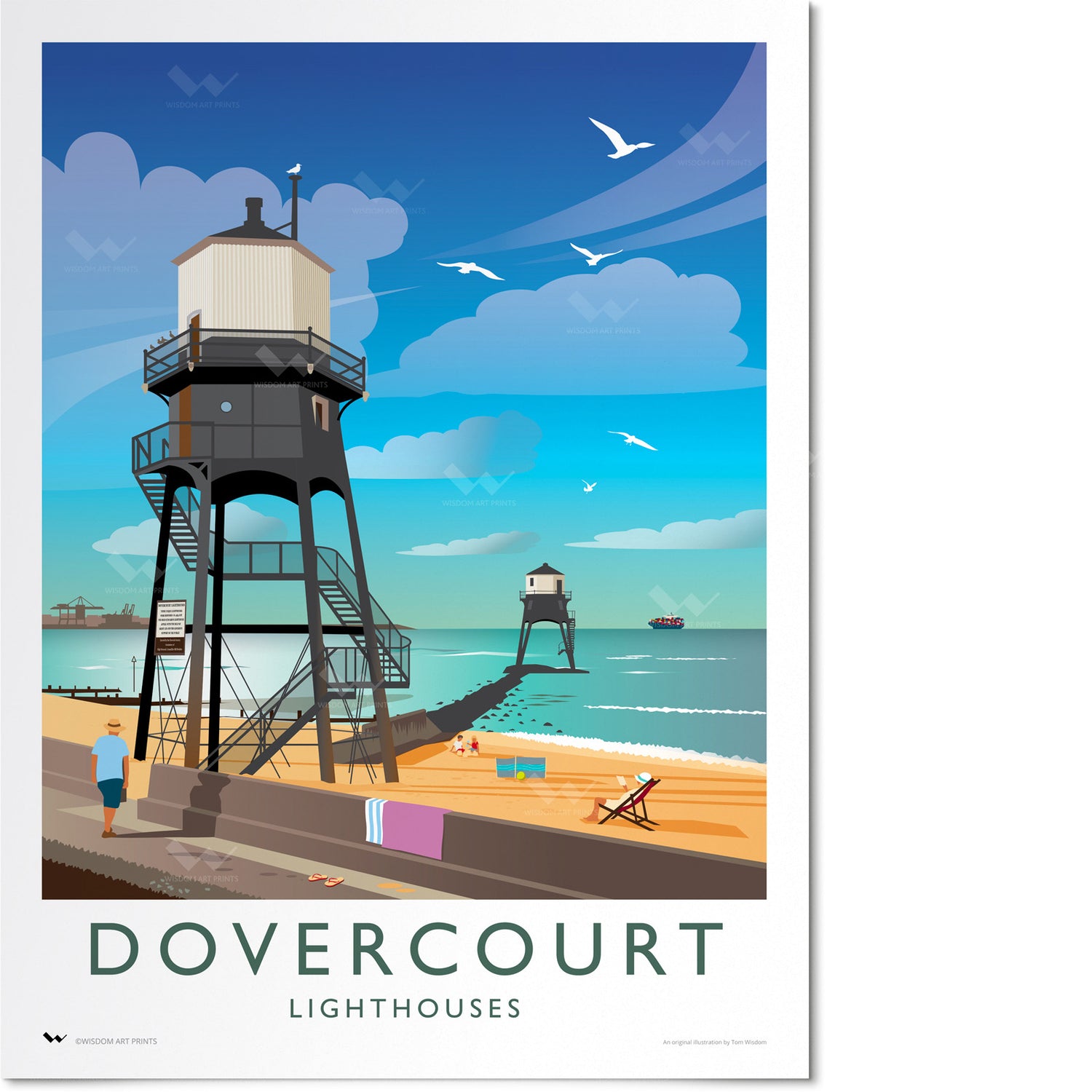 High and Low Lighthouses, Dovercourt Travel Poster