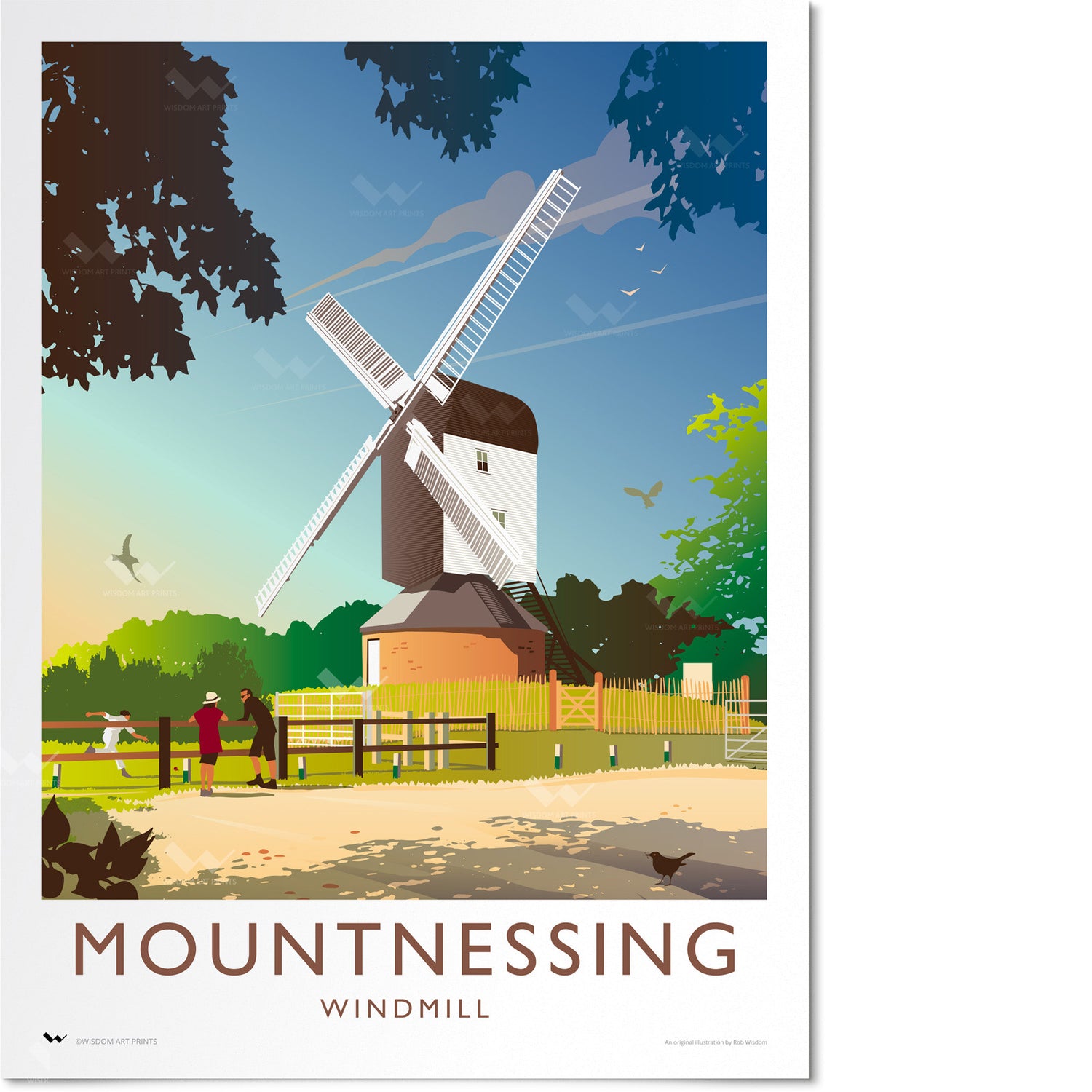 Mountnessing Windmill Travel Poster