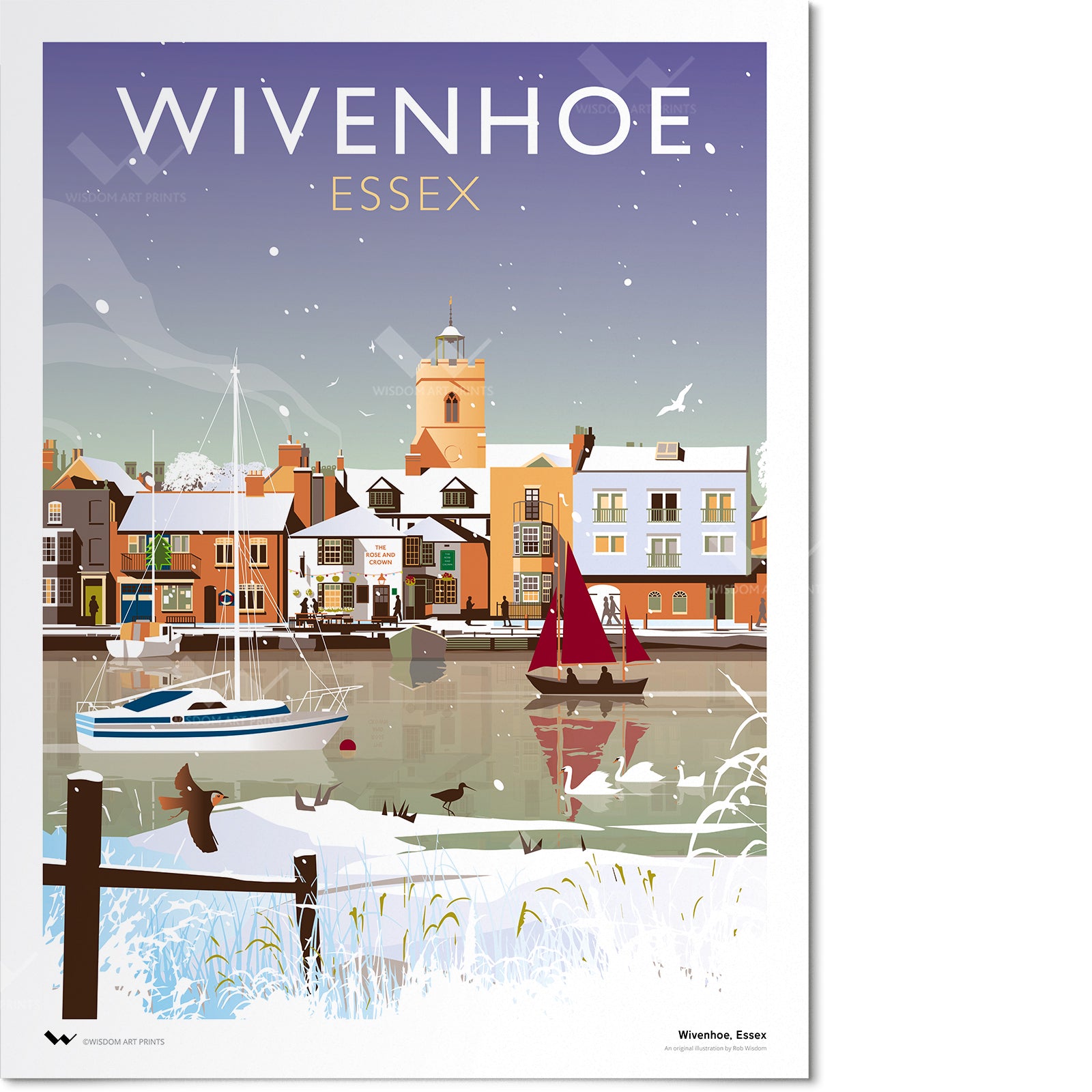 Wivenhoe, Essex Christmas Art Print – Wisdom Art Prints