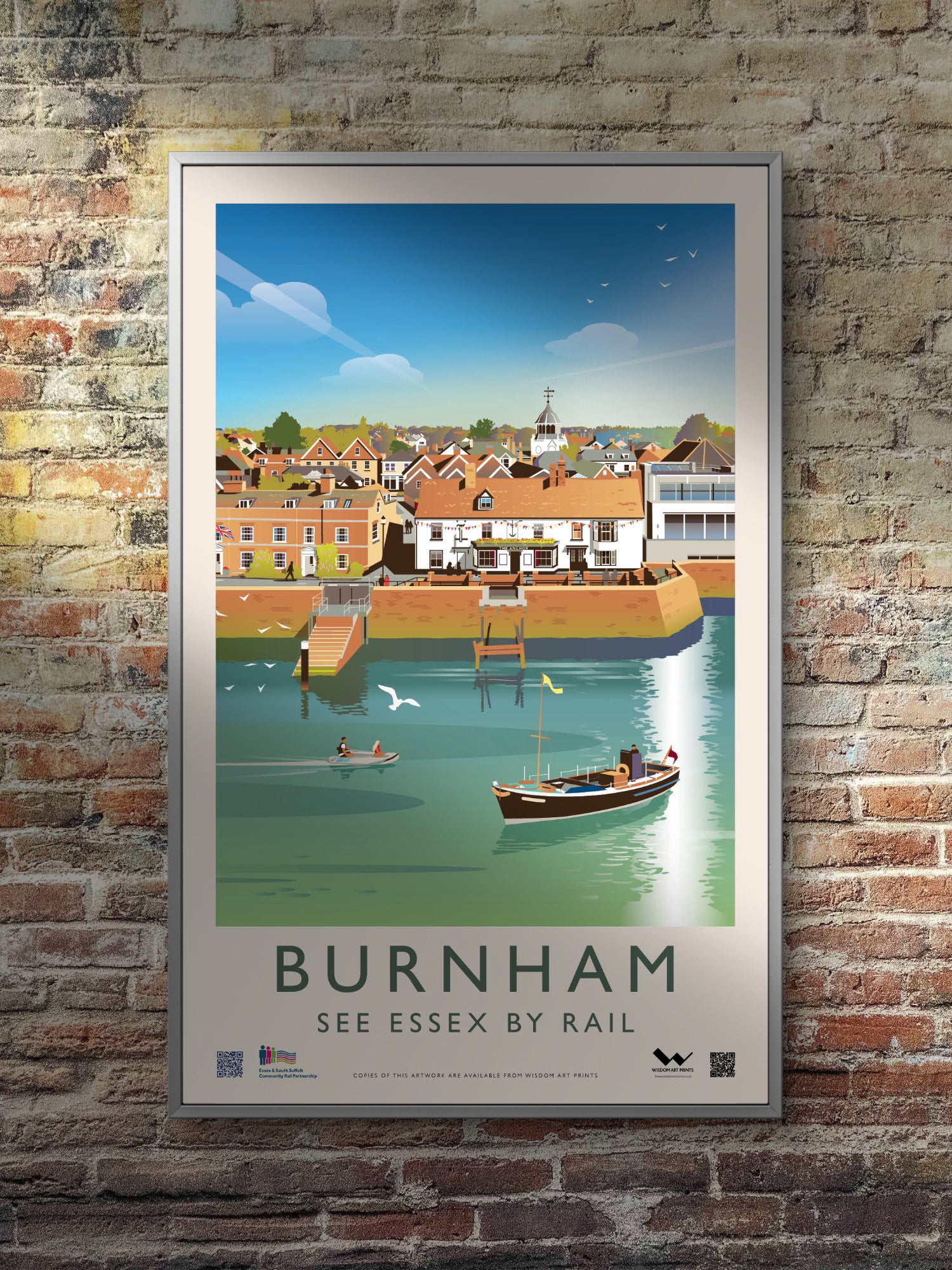Authentic weatherproof platform poster of the waterfront in Burnham-on-Crouch, Essex.