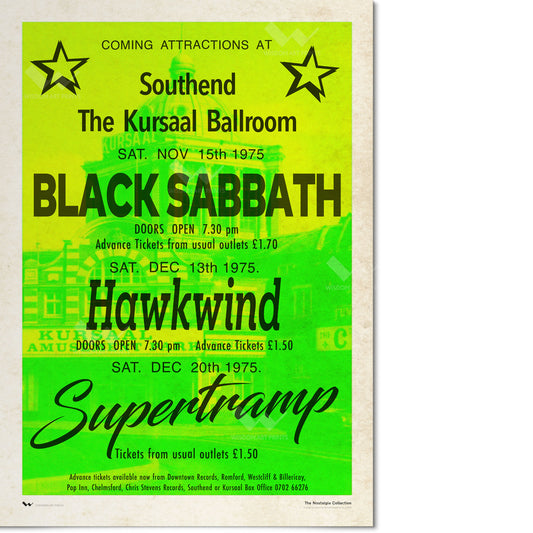 Kursaal Ballroom Poster: Black Sababth, Hawkind, and Supertramp