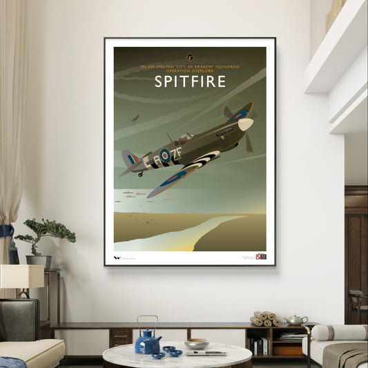 Supermarine Spitfire art print, Polish squadron in Royal Air Force