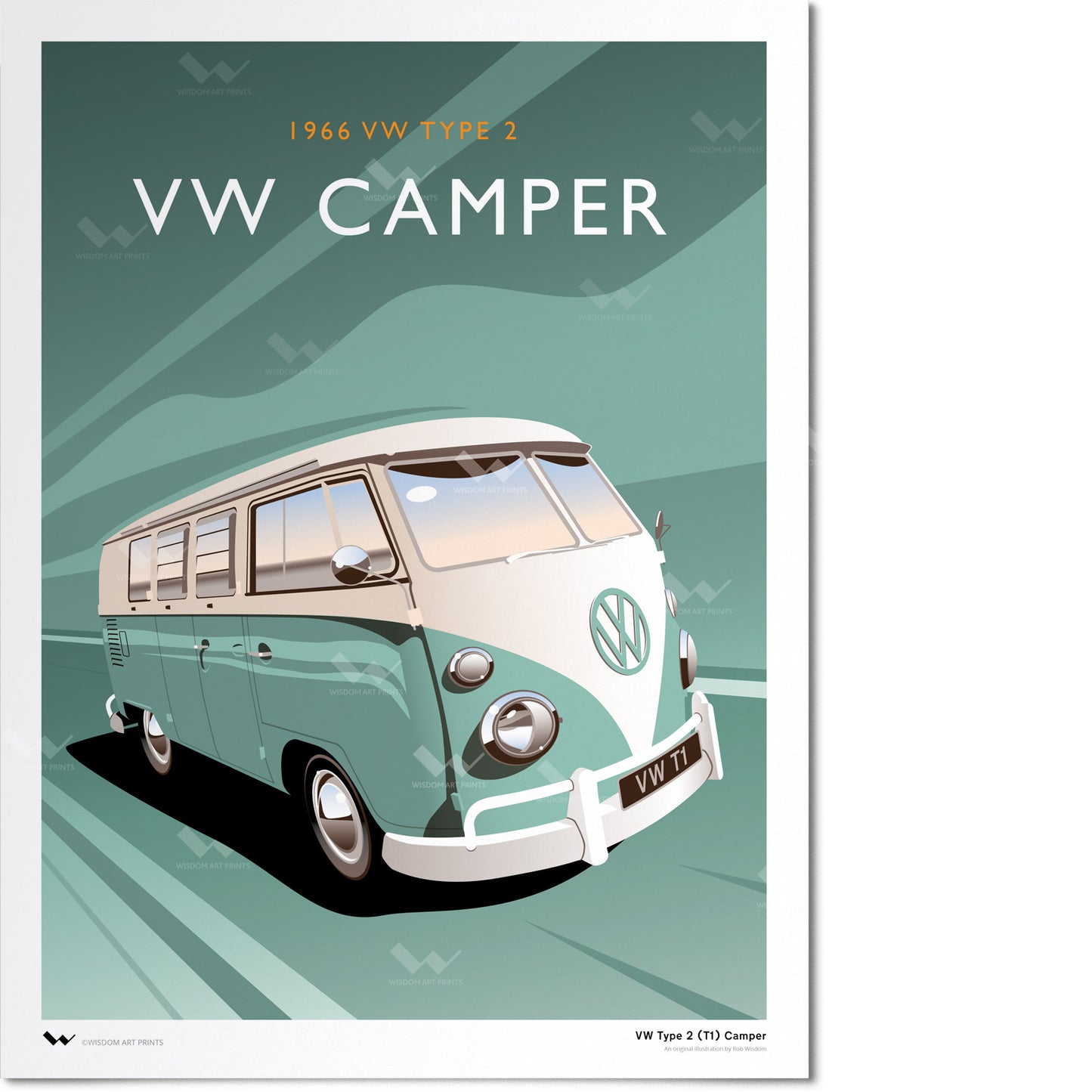 1966 VW Type 2 Camper Art Print